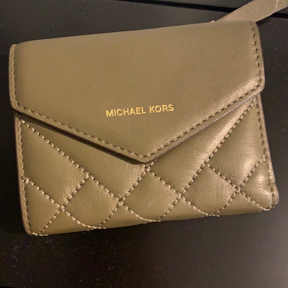 Michael Kors olive Green Envelope Wallet